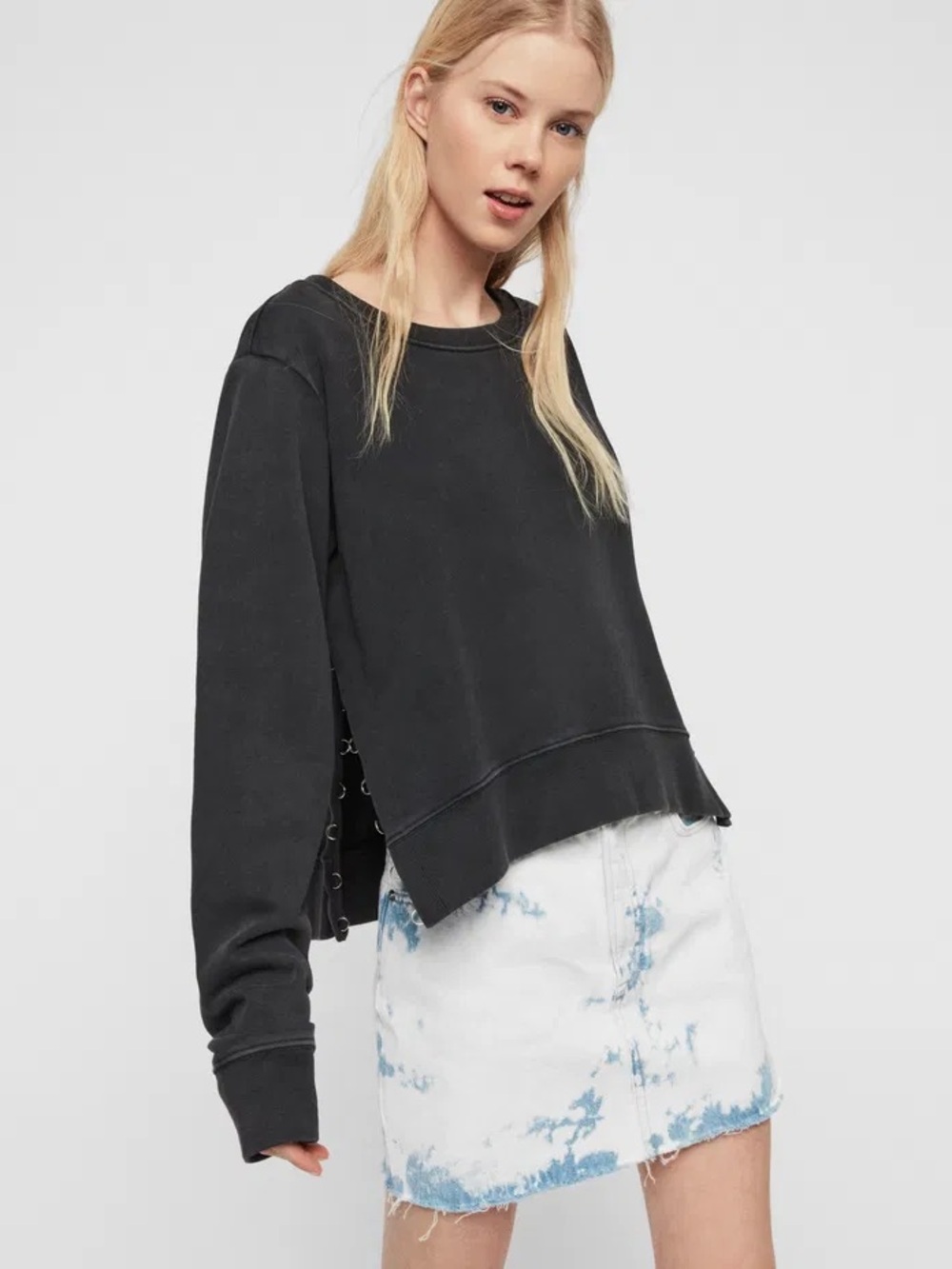 ❣️2/$15 ALL SAINYS Washed Black Crew Sweatshirt Size Small